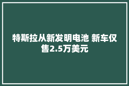 特斯拉从新发明电池 新车仅售2.5万美元