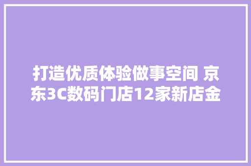 打造优质体验做事空间 京东3C数码门店12家新店金秋开业