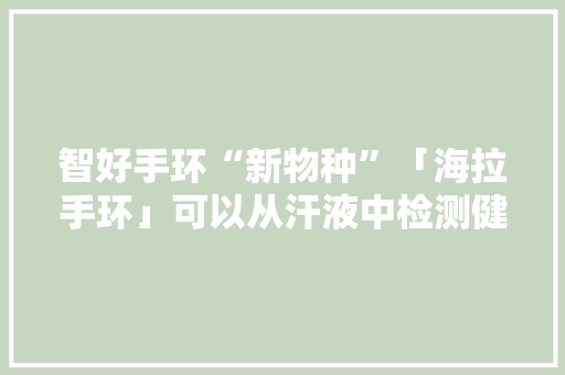 智好手环“新物种”「海拉手环」可以从汗液中检测健康状况