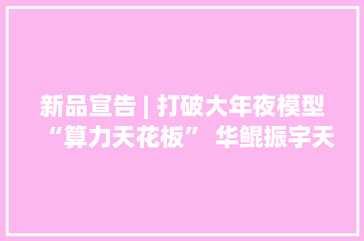 新品宣告 | 打破大年夜模型“算力天花板” 华鲲振宇天智AT800 A2闪耀登场