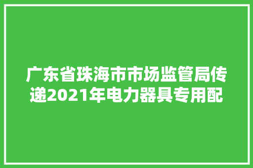 广东省珠海市市场监管局传递2021年电力器具专用配件产品质量监督抽查结果