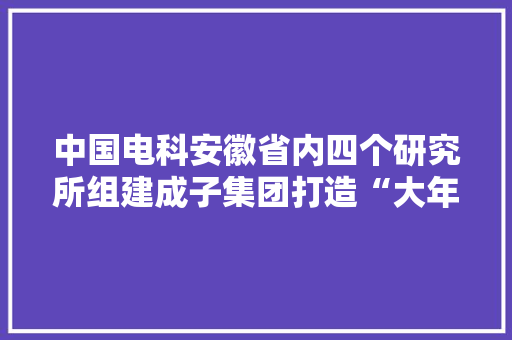 中国电科安徽省内四个研究所组建成子集团打造“大年夜国重器”