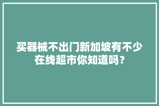 买器械不出门新加坡有不少在线超市你知道吗？
