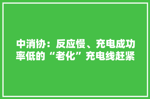 中消协：反应慢、充电成功率低的“老化”充电线赶紧换