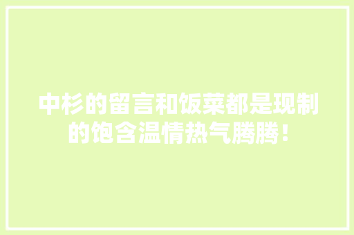 中杉的留言和饭菜都是现制的饱含温情热气腾腾！