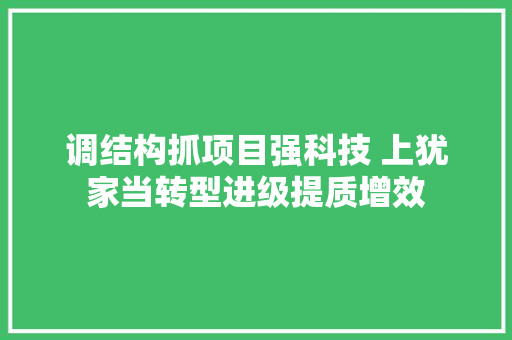调结构抓项目强科技 上犹家当转型进级提质增效