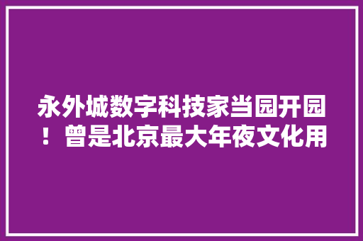 永外城数字科技家当园开园！曾是北京最大年夜文化用品批发市场