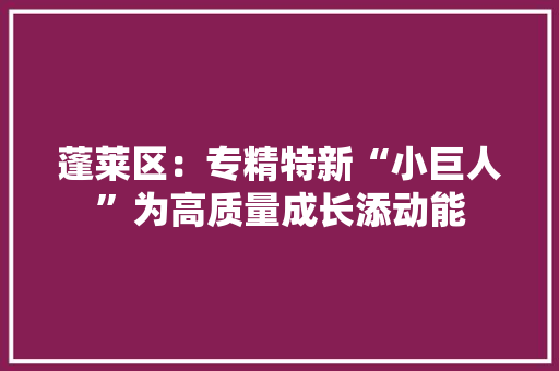 蓬莱区：专精特新“小巨人”为高质量成长添动能