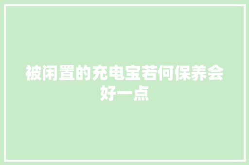 被闲置的充电宝若何保养会好一点