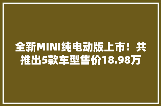 全新MINI纯电动版上市！共推出5款车型售价18.98万起