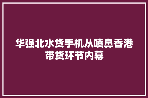 华强北水货手机从喷鼻香港带货环节内幕