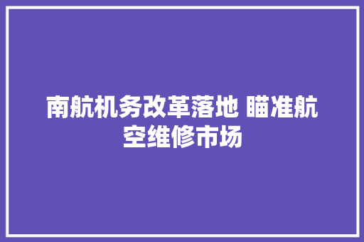 南航机务改革落地 瞄准航空维修市场