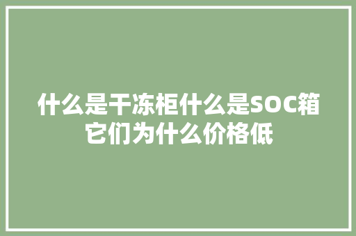 什么是干冻柜什么是SOC箱它们为什么价格低