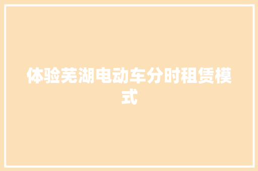 体验芜湖电动车分时租赁模式