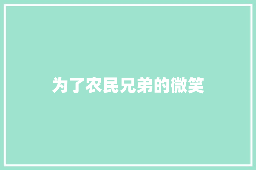 为了农民兄弟的微笑