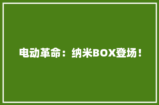 电动革命：纳米BOX登场！