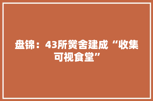 盘锦：43所黉舍建成“收集可视食堂”