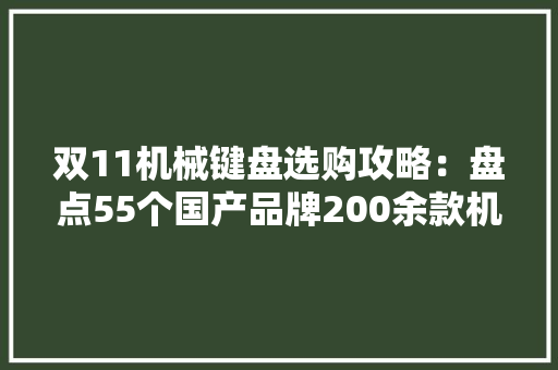 双11机械键盘选购攻略：盘点55个国产品牌200余款机械键盘分析