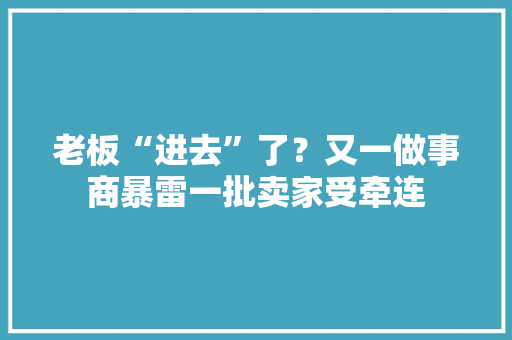 老板“进去”了？又一做事商暴雷一批卖家受牵连