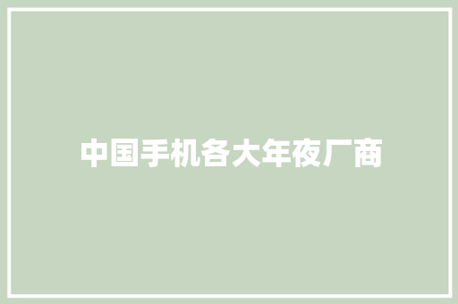 中国手机各大年夜厂商