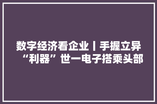 数字经济看企业丨手握立异“利器”世一电子搭乘头部企业“顺风车”一路领跑
