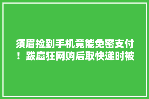 须眉捡到手机竟能免密支付！跋扈狂网购后取快递时被抓