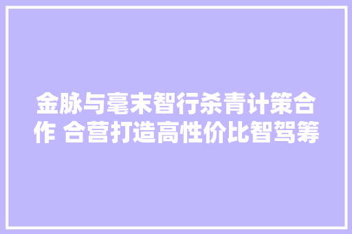 金脉与毫末智行杀青计策合作 合营打造高性价比智驾筹划