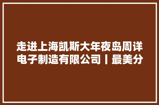 走进上海凯斯大年夜岛周详电子制造有限公司丨最美分娩线