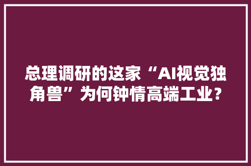 总理调研的这家“AI视觉独角兽”为何钟情高端工业？丨粤向高质量