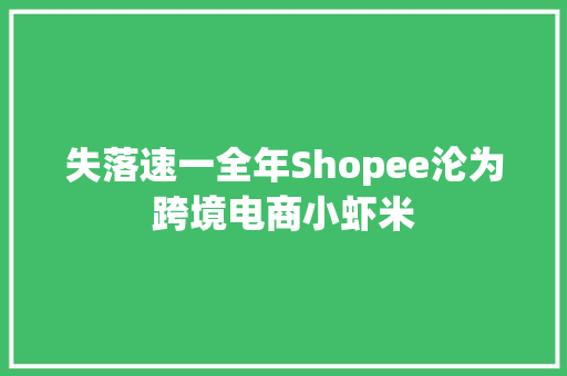 失落速一全年Shopee沦为跨境电商小虾米