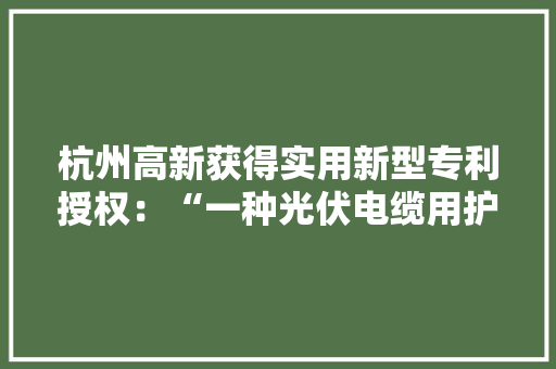 杭州高新获得实用新型专利授权：“一种光伏电缆用护套配料混淆装配”
