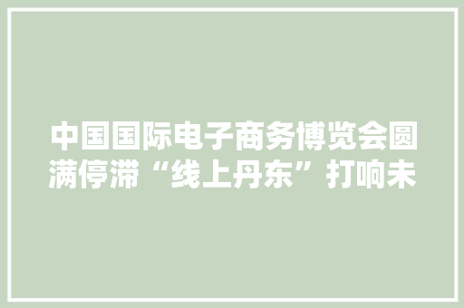 中国国际电子商务博览会圆满停滞“线上丹东”打响未来电商新咭片