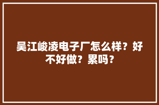 吴江峻凌电子厂怎么样？好不好做？累吗？