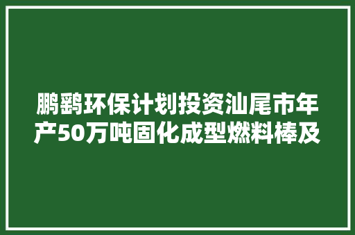 鹏鹞环保计划投资汕尾市年产50万吨固化成型燃料棒及30万吨花木营养土项目