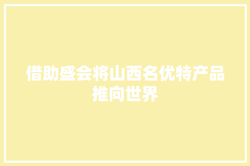 借助盛会将山西名优特产品推向世界