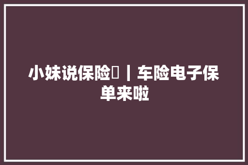 小妹说保险㉖｜车险电子保单来啦