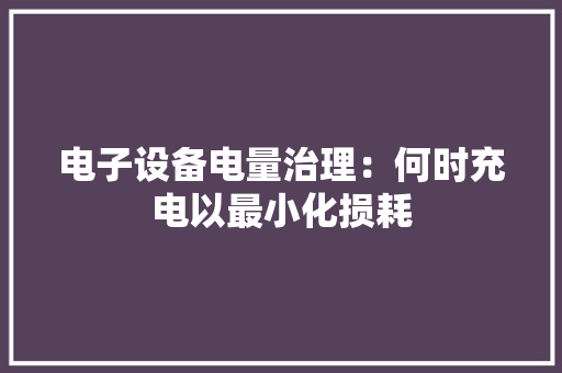 电子设备电量治理：何时充电以最小化损耗