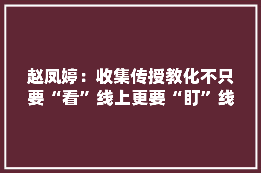 赵凤婷：收集传授教化不只要“看”线上更要“盯”线下丨“防疫有我”