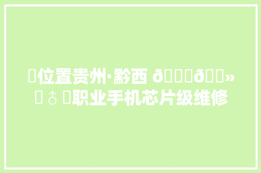 ️位置贵州·黔西 💁🏻‍♂️职业手机芯片级维修