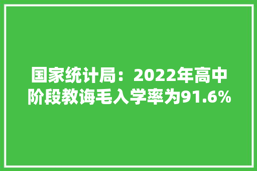 国家统计局：2022年高中阶段教诲毛入学率为91.6%