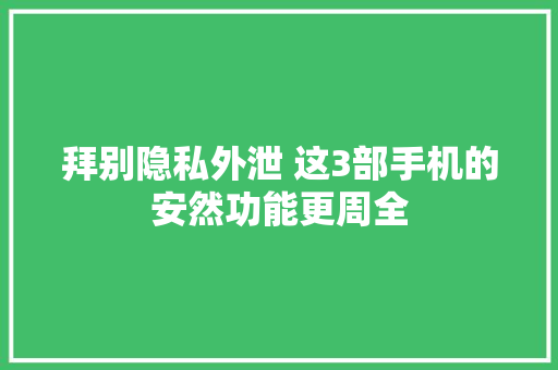 拜别隐私外泄 这3部手机的安然功能更周全