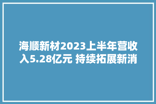海顺新材2023上半年营收入5.28亿元 持续拓展新消费、新能源等领域市场