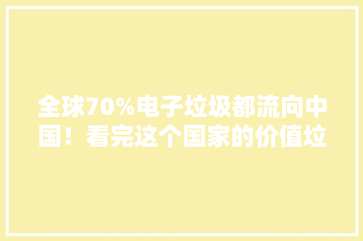 全球70%电子垃圾都流向中国！看完这个国家的价值垃圾还敢收吗