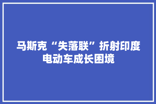 马斯克“失落联”折射印度电动车成长困境