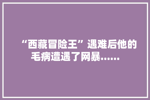 “西藏冒险王”遇难后他的毛病遭遇了网暴......