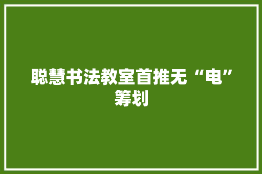 聪慧书法教室首推无“电”筹划