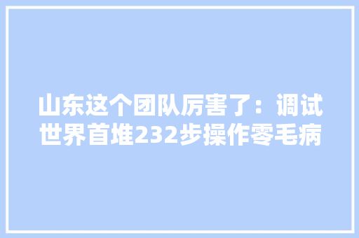 山东这个团队厉害了：调试世界首堆232步操作零毛病