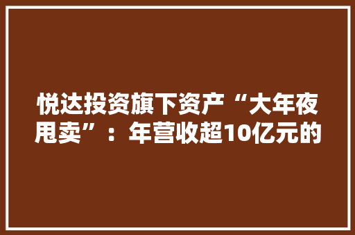 悦达投资旗下资产“大年夜甩卖”：年营收超10亿元的子公司仅卖2.79万元