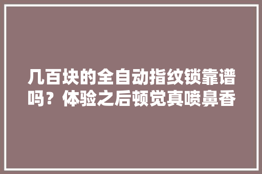 几百块的全自动指纹锁靠谱吗？体验之后顿觉真喷鼻香！米航H8测评