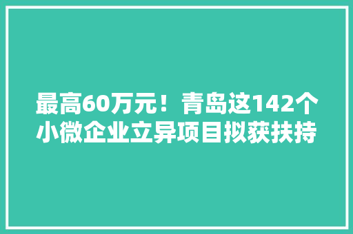 最高60万元！青岛这142个小微企业立异项目拟获扶持！
